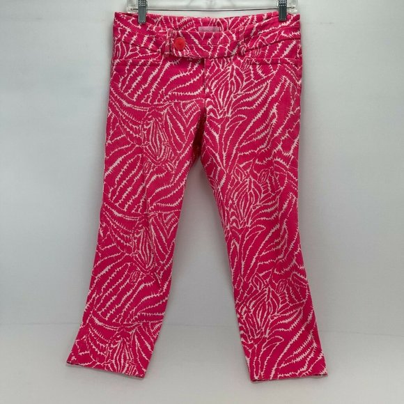 Lilly Pulitzer Cotton Blend Pink Zebra Print Fashion Short Pants Women's Size 6 - Picture 1 of 8